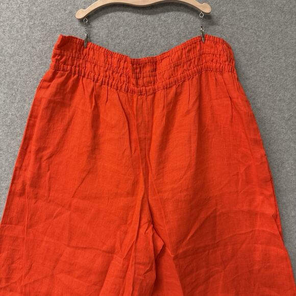Anthropologie The Somerset Pull On Wide Leg Pants Linen Red / Orange Size M NWT - Picture 4 of 8